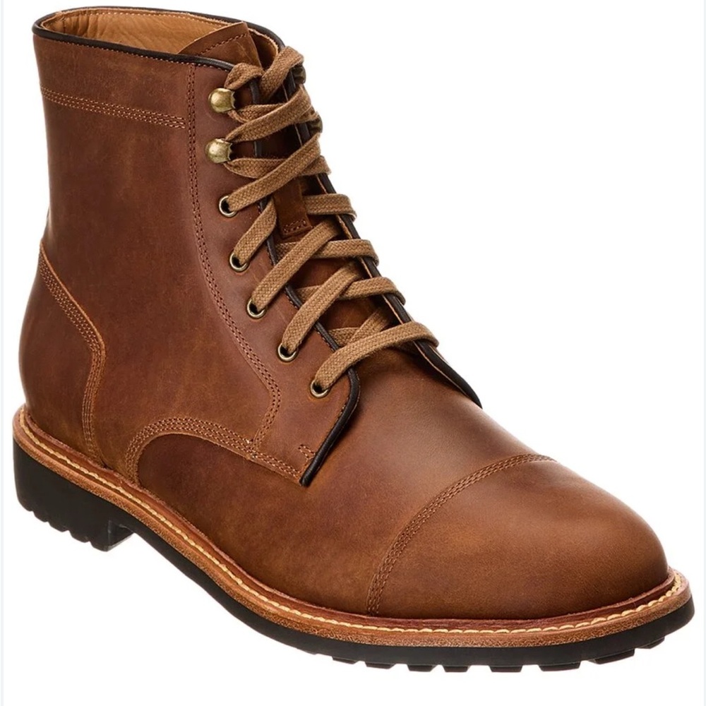 Warfield & Grand men’s cognac brown leather cap toe Gresham boots Sz 11.5